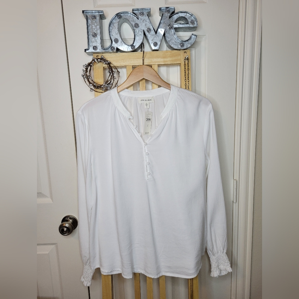 NWT Cloth And Stone For Anthropologie White Tencel Top